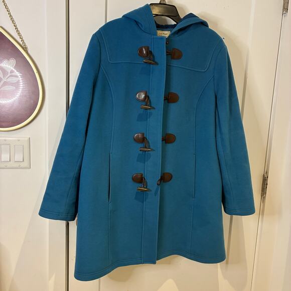 VTG L.L. Bean Bellandi Blue Lambswool Toggle Coat Sz 20 - Picture 1 of 7